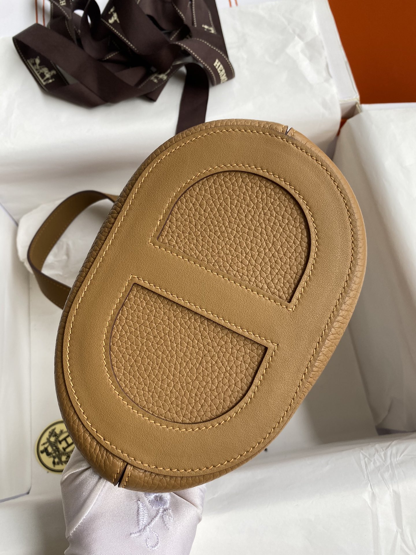 Hermes In The Loop 18 Bag In Biscuit Clemence Leather